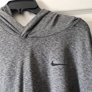 Nike Gray Dri-Fit Pullover Hoodie with Front Pocket & Black Swoosh Size XL